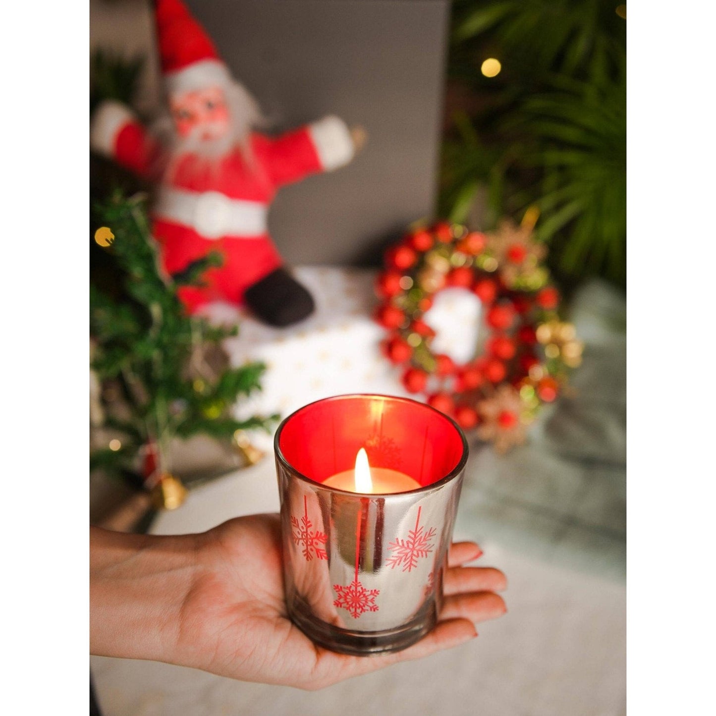 Mercury Red Tea light candle holder set - https://orahomedecor.in/