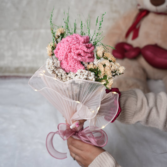 Pink Whisper Crochet Carnations – Handcrafted Forever Flower Decor | Ora Home Decor