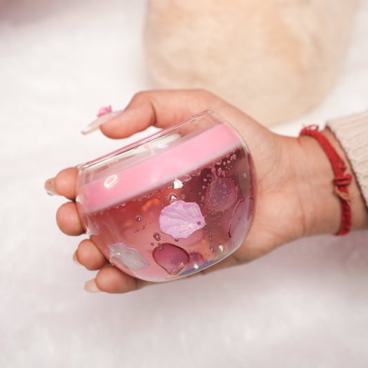 blush glow pink floral candle by Ora Home Decor