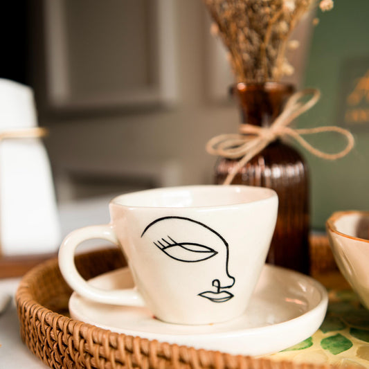 Abstract face breakfast set