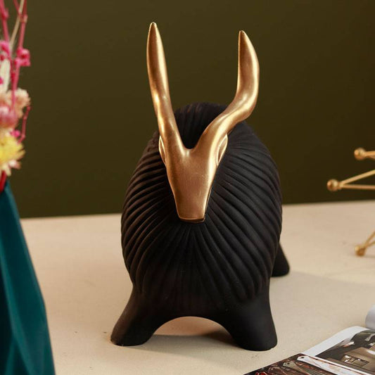 Horned Zen Yak sculpture-Black - https://orahomedecor.in/