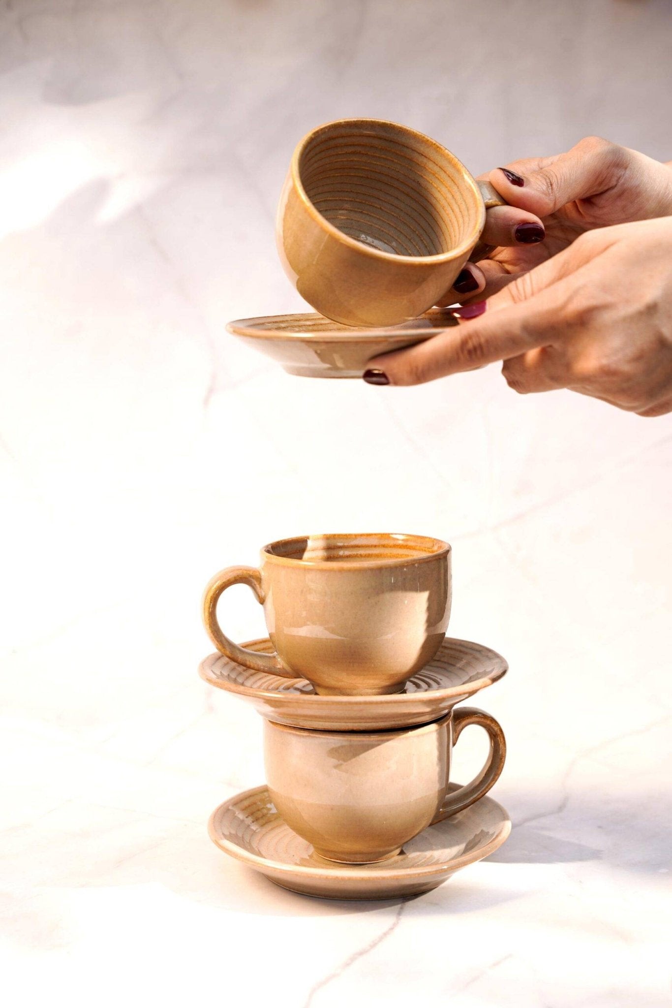 Beige Bloom Tea set - https://artecasa.in/
