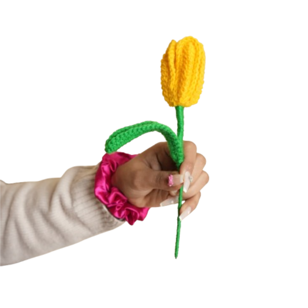 Handcrafted Tulip Crochet – Yellow Forever Flower | Ora Home Decor