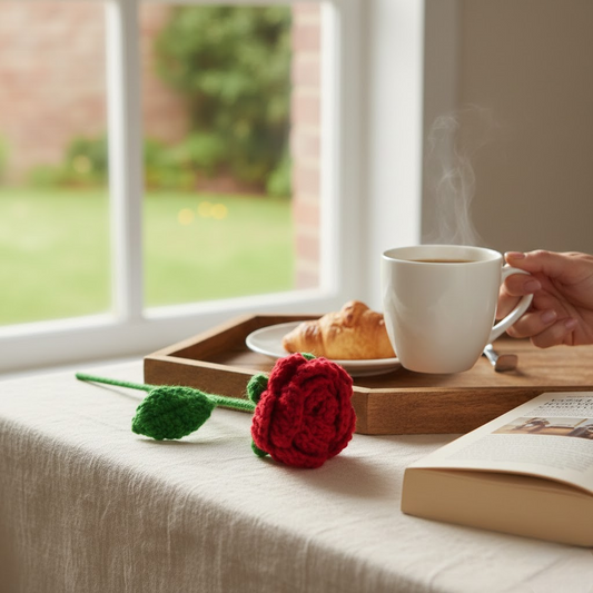 Handcrafted Red Crochet Rose – Forever Flower Décor | Ora Home Decor