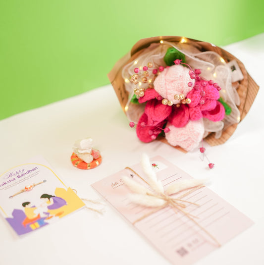 Pretty Pansy Bouquet Rakhi hamper