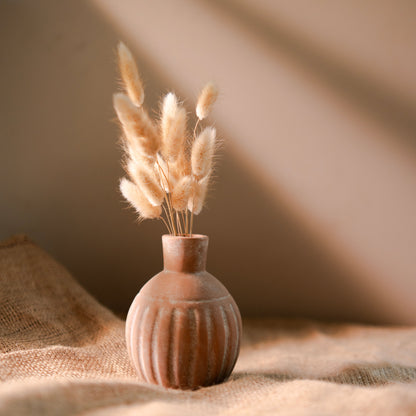 Rustic vase with bunny tails