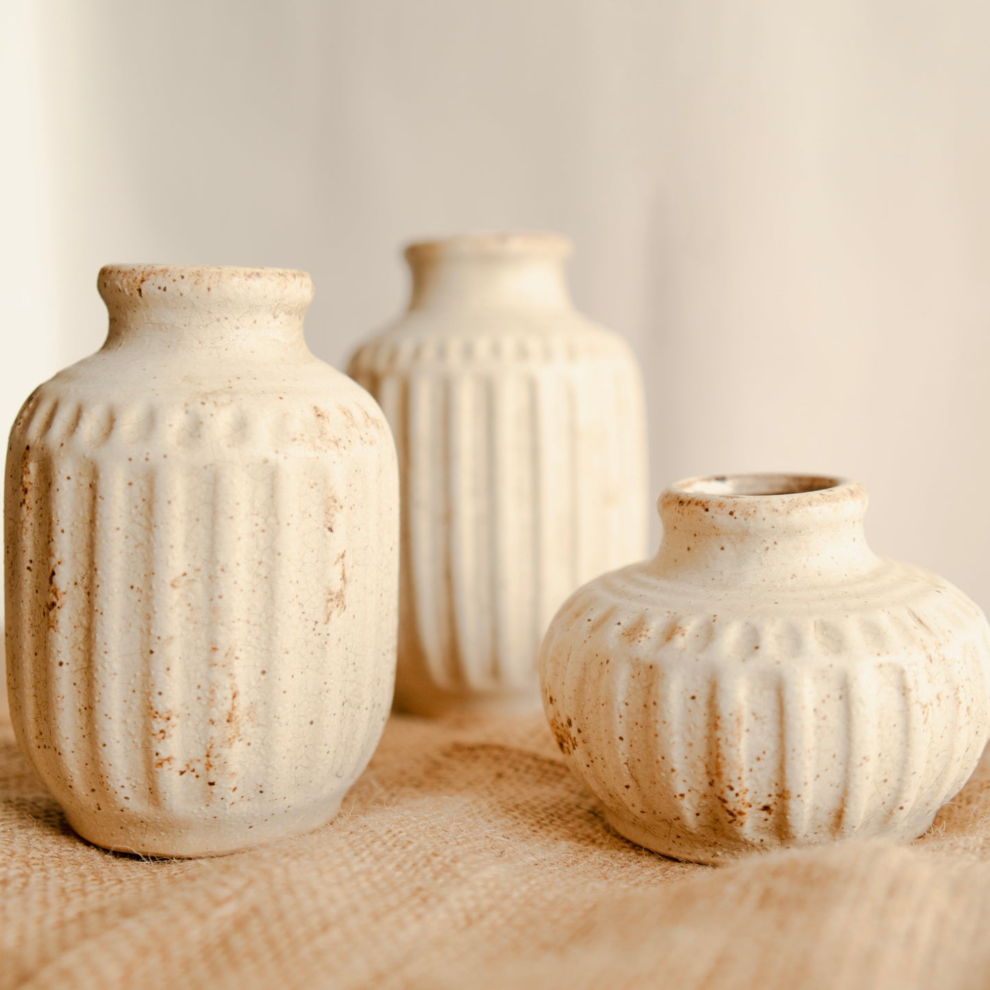 The Rustic Pottery family-Set of 3 with bunch