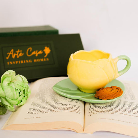 Tulip charm cup saucer-Yellow