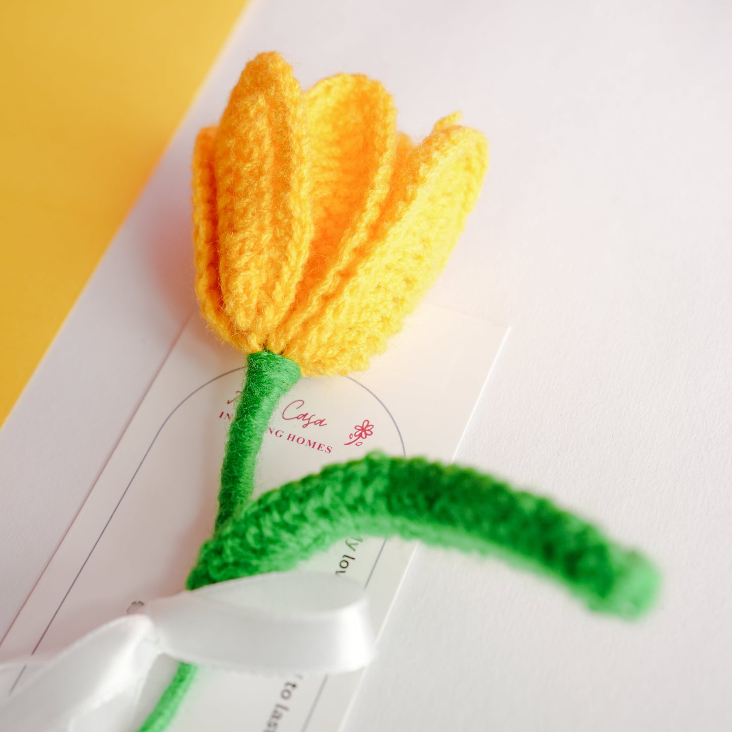 Handcrafted Tulip crochet Rakhi hamper (yellow)