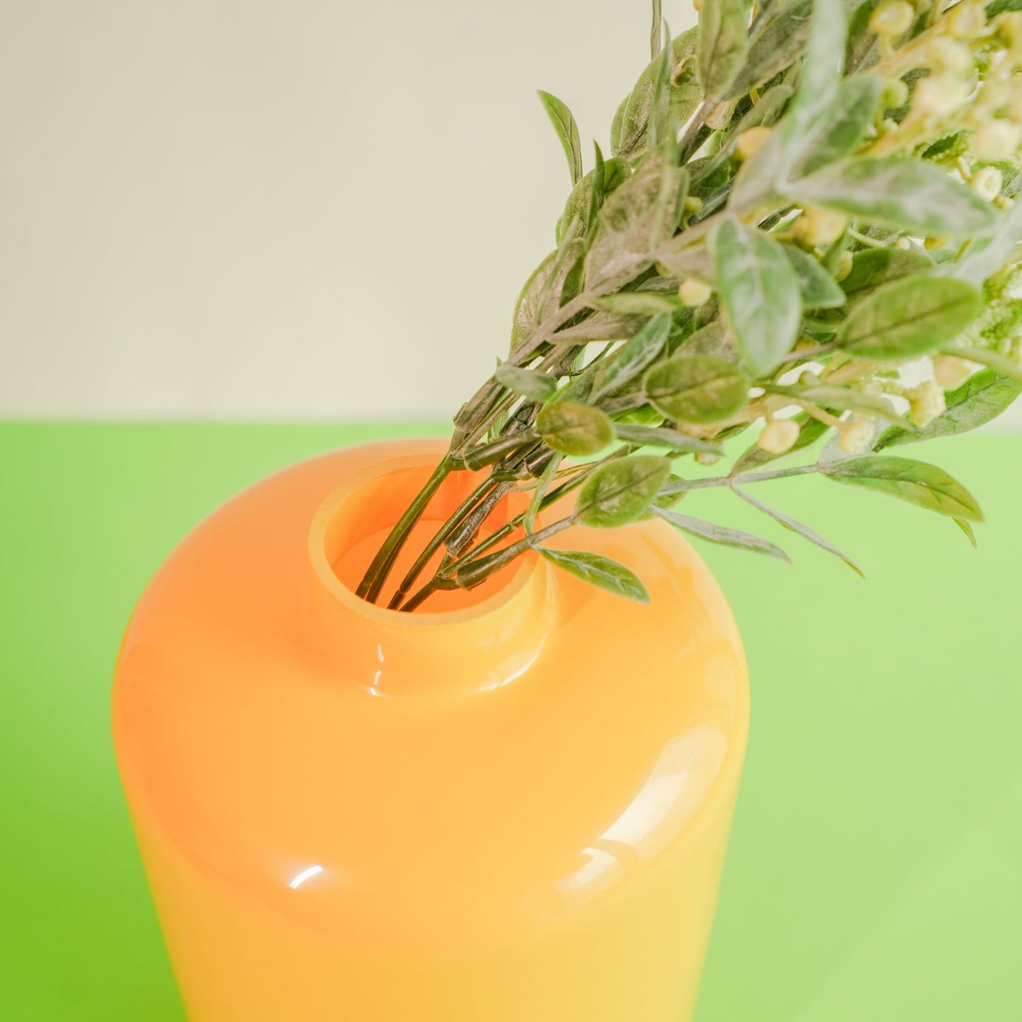 Art Decor Orange Art Glass Vase