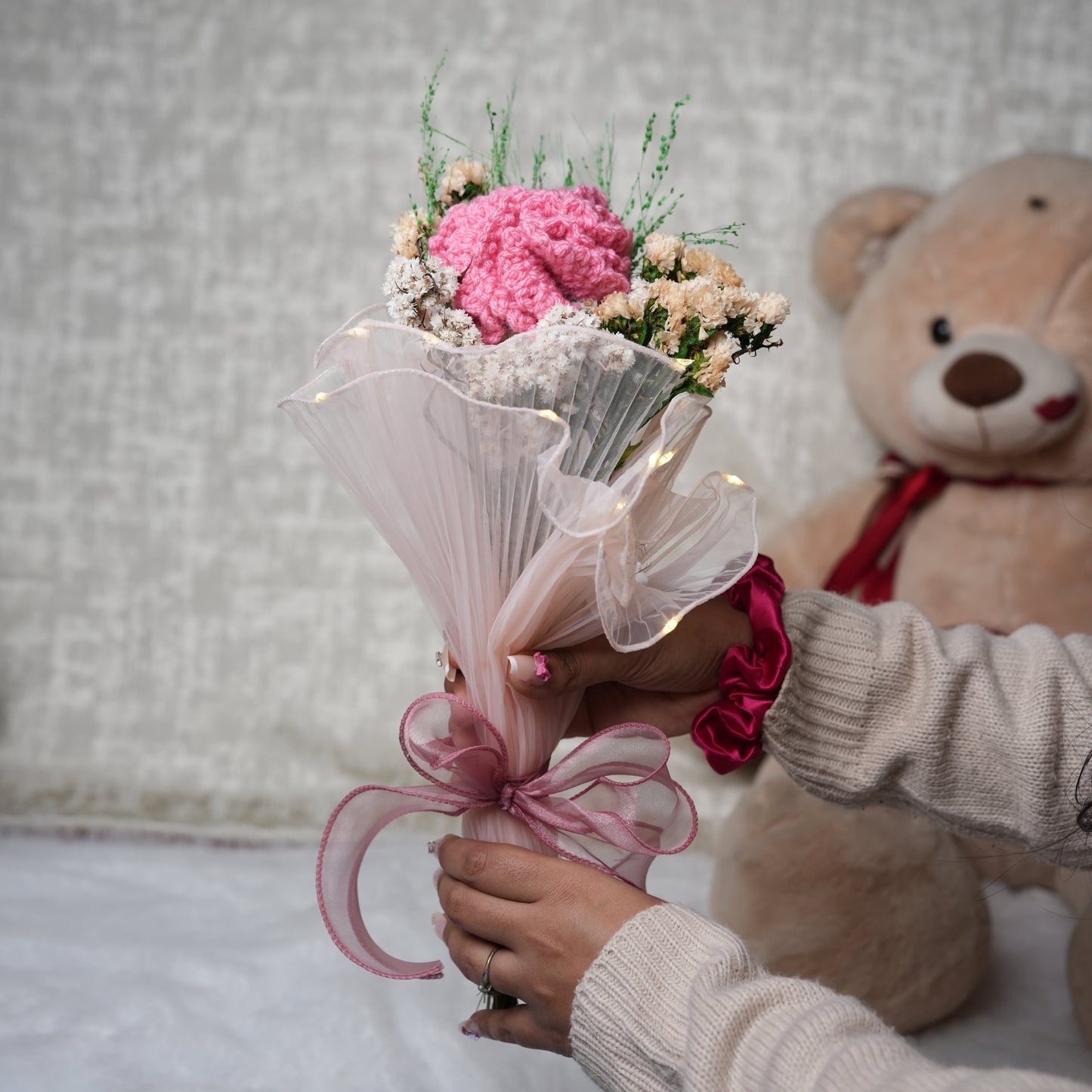 Pink Whisper Crochet Carnations – Handcrafted Forever Flower Decor | Ora Home Decor