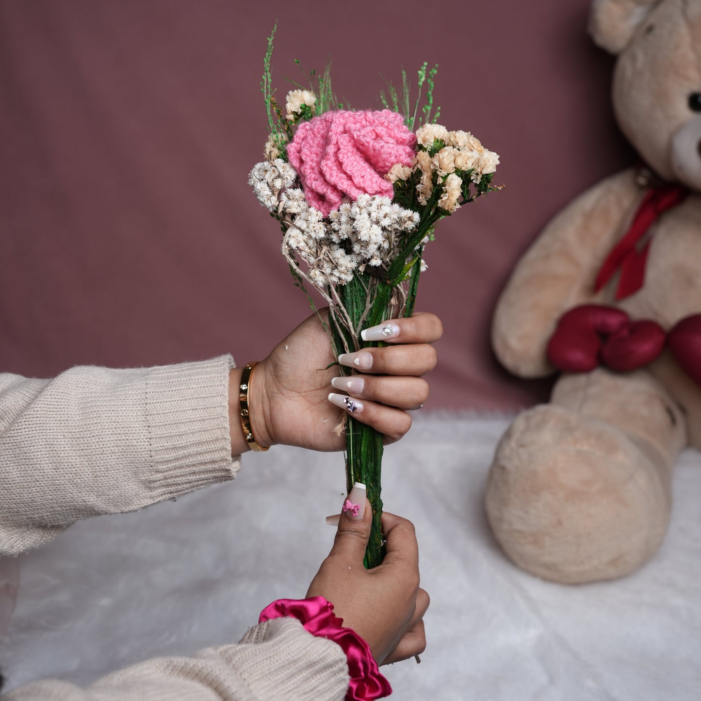Pink Whisper Crochet Carnations – Handcrafted Forever Flower Decor | Ora Home Decor