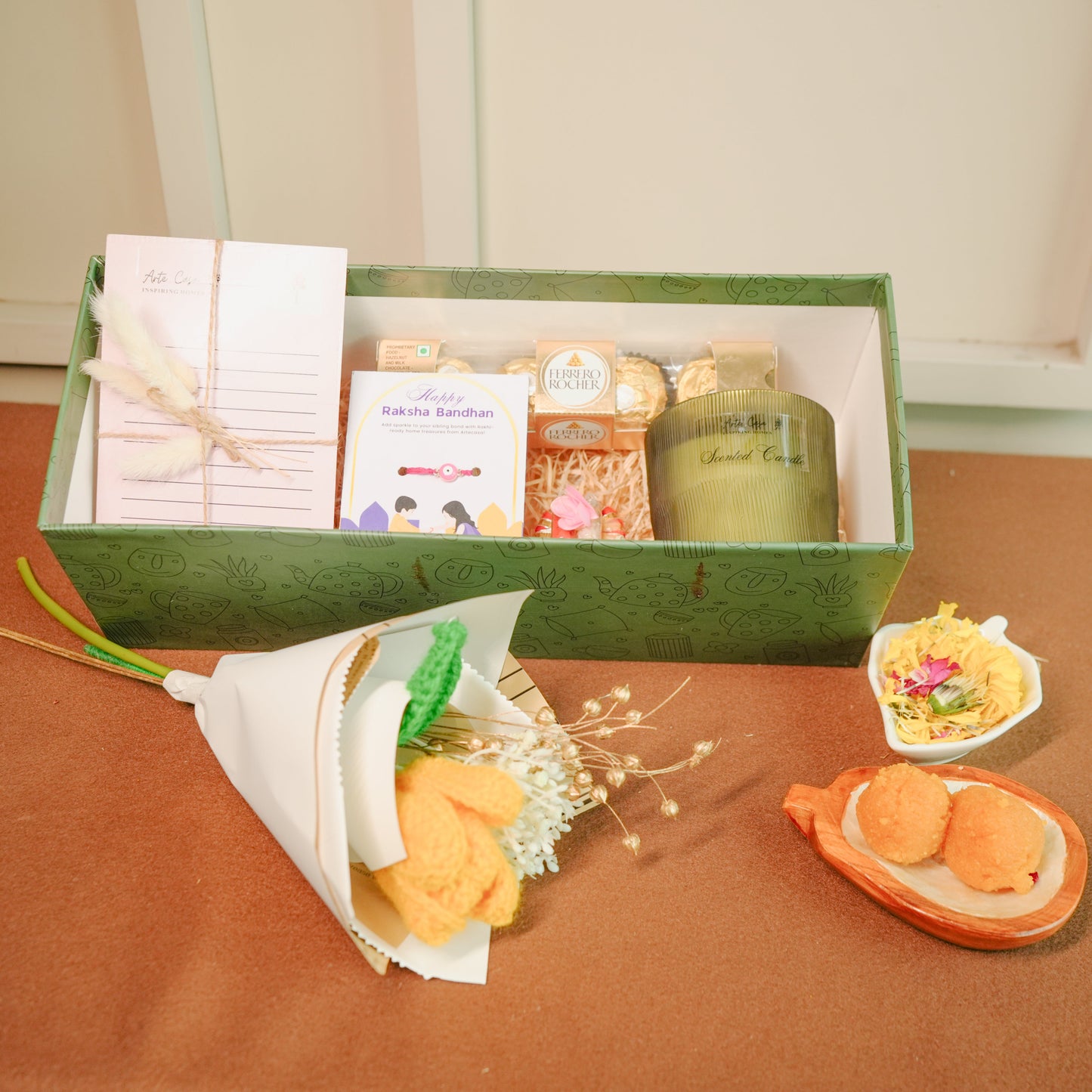 Rakhi hamper for flower lover bhai bhabhi