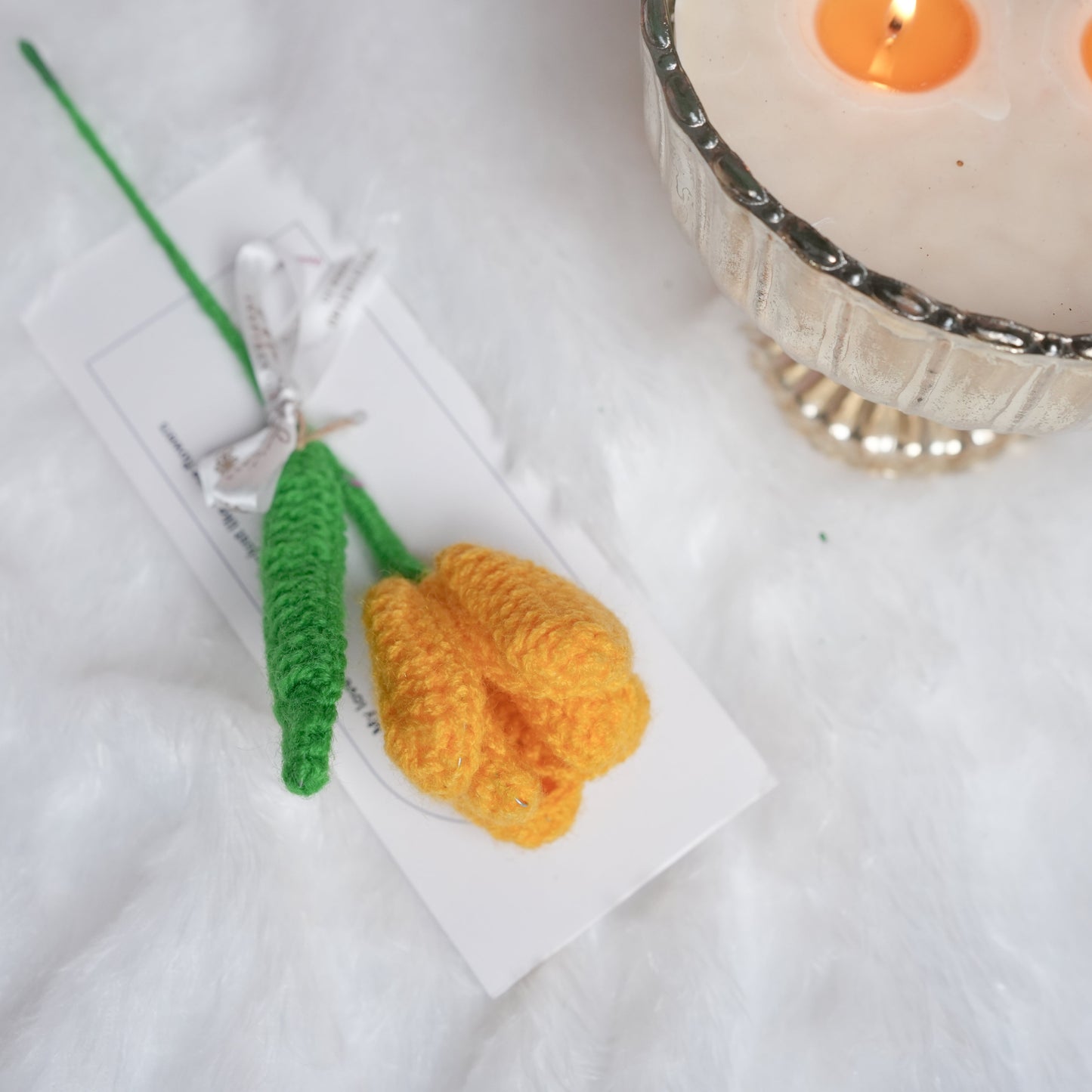 Handcrafted Tulip Crochet – Yellow Forever Flower | Ora Home Decor