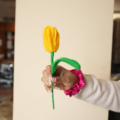 Handcrafted Tulip Crochet – Yellow Forever Flower | Ora Home Decor