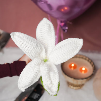 handcrafted white crochet lily flower decor by Ora Home Decor