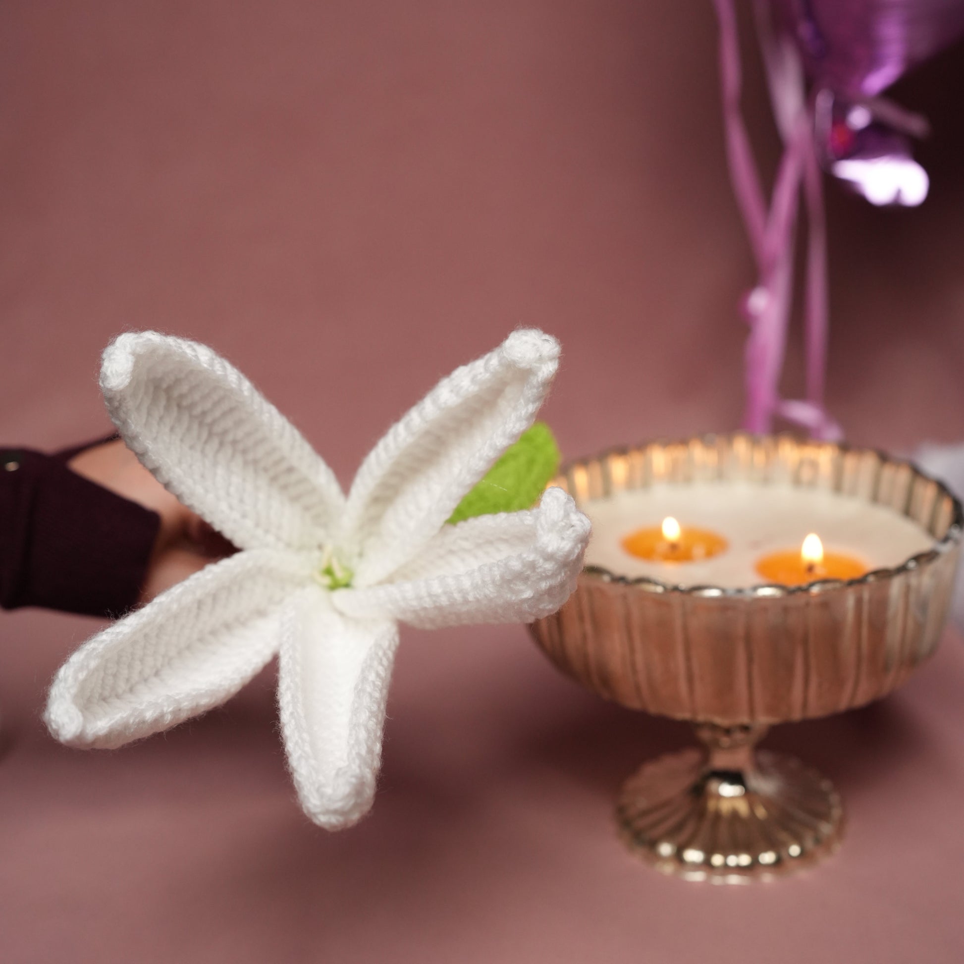 handcrafted white crochet lily flower decor by Ora Home Decor