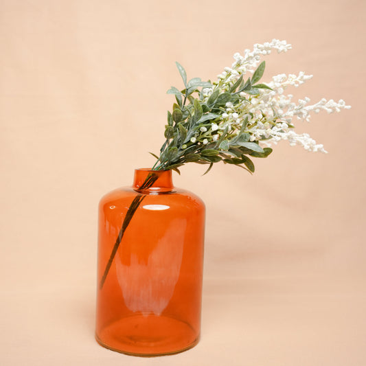 Honeyglass Bloom | Amber Glass Vase with Dried Flowers for Home Decor
