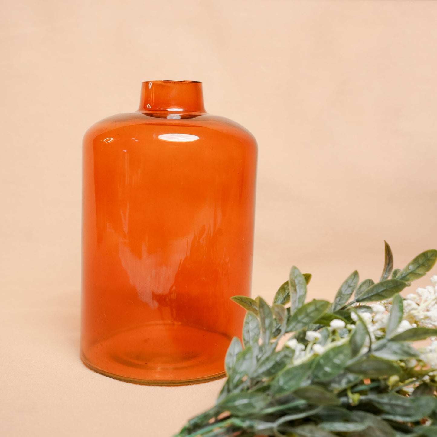Honeyglass Bloom | Amber Glass Vase with Dried Flowers for Home Decor