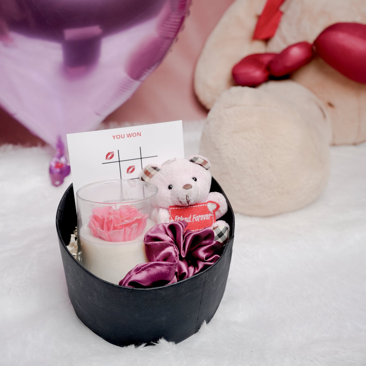 Forever Yours Gift Box | Valentine Gift Hamper with Candle & Teddy