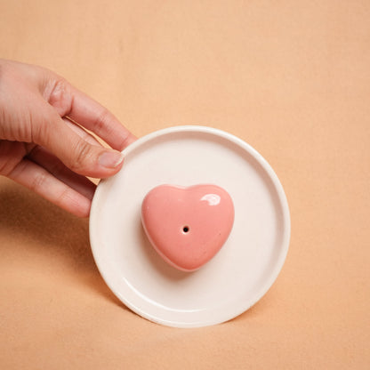 HeartGlow Agarbati Stand | Heart Shaped Ceramic Incense Holder
