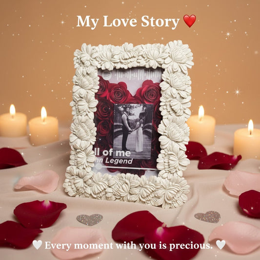 white artisan ceramic photo frame by Ora Home Decor