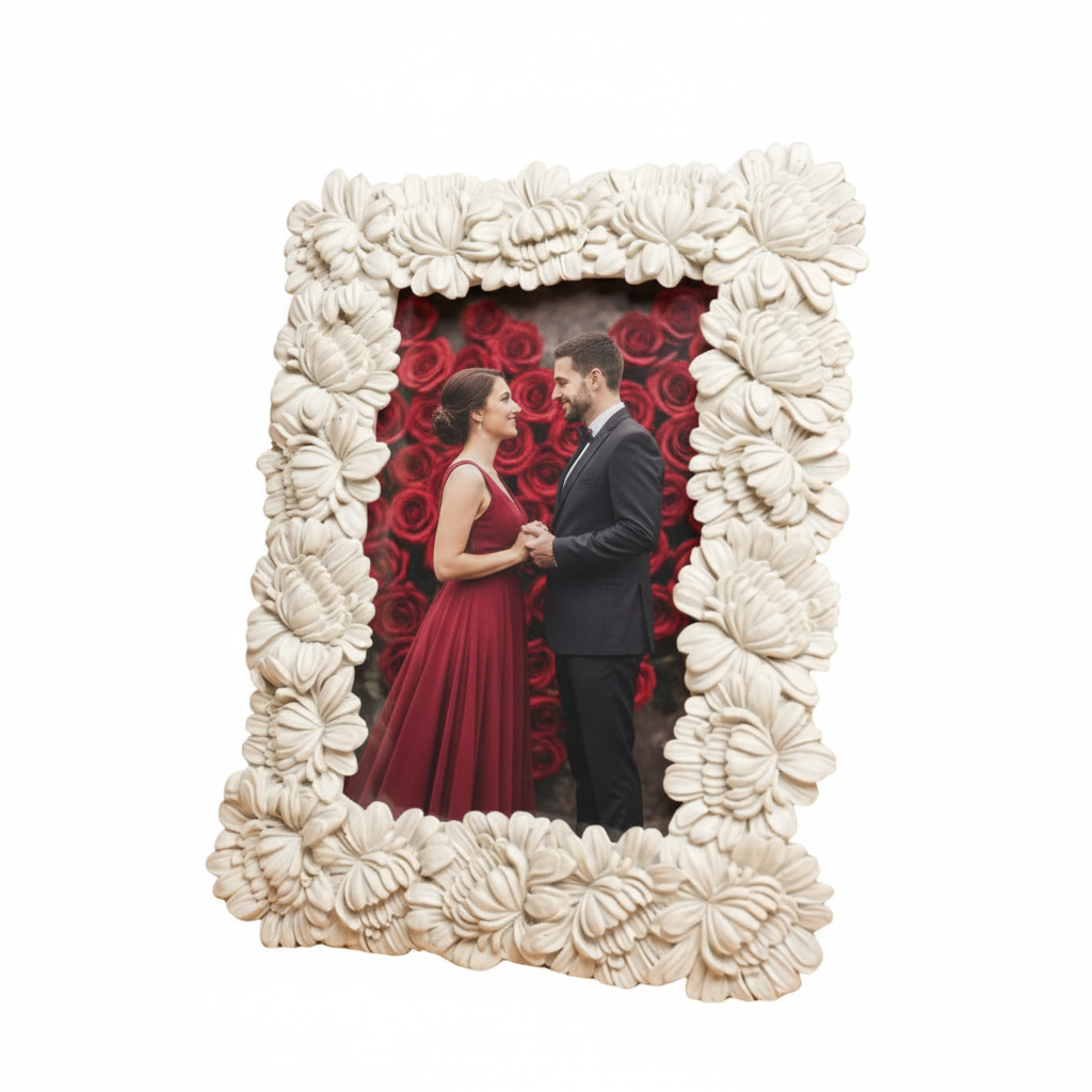 White Artisan Frame – Handcrafted Ceramic Photo Frame | Ora Home Decor