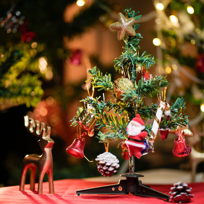Mini foldable christmas tree with 10 ornaments