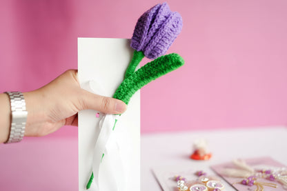 Handcrafted Tulip Crochet – Dark Purple Forever Flower | Ora Home Decor