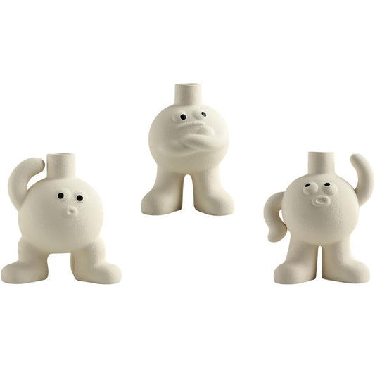 Big feet Flower vase hugging chest