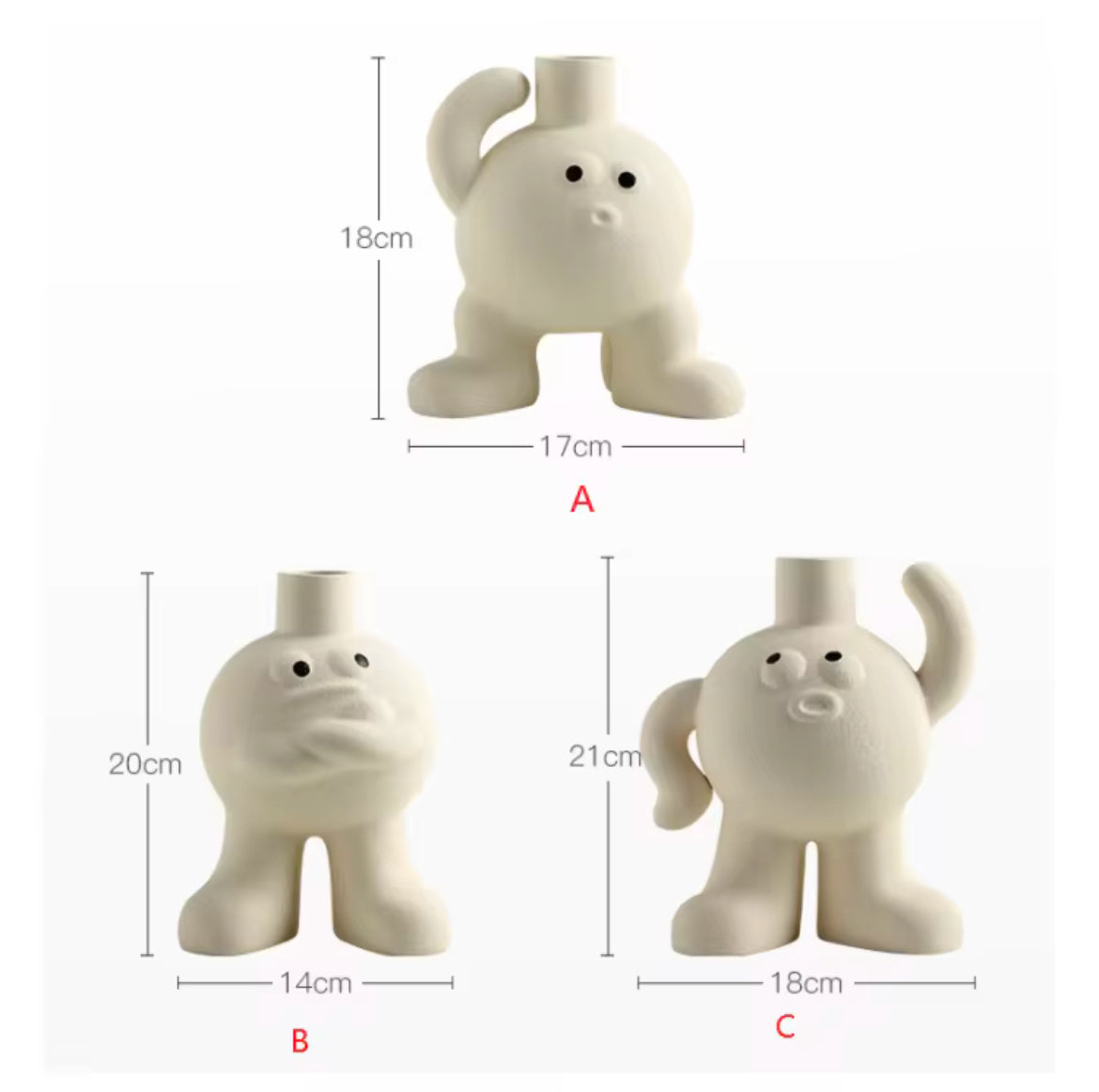 Big feet Flower vase scratching the head