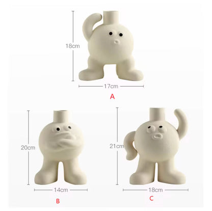 Big feet Flower vase scratching the head