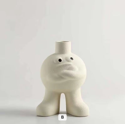 Big feet Flower vase hugging chest