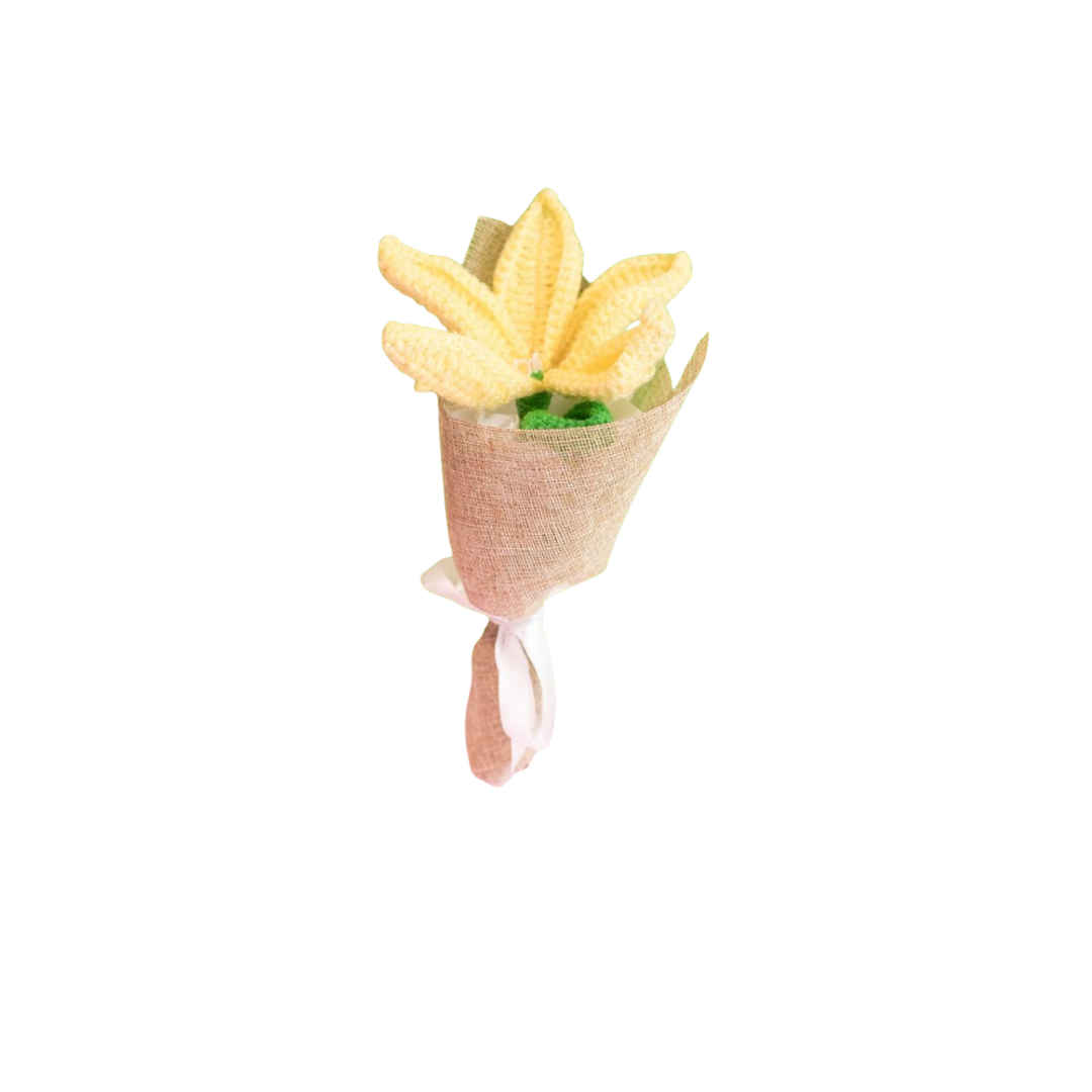 handcrafted yellow crochet lily flower decor by Ora Home Decor