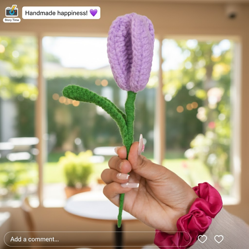 Handcrafted Tulip Crochet – Light Purple Forever Flower | Ora Home Decor