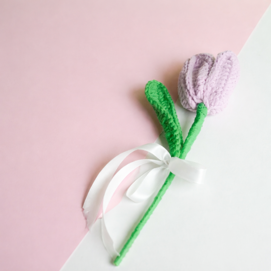 handcrafted light purple tulip crochet flower decor by Ora Home Decor