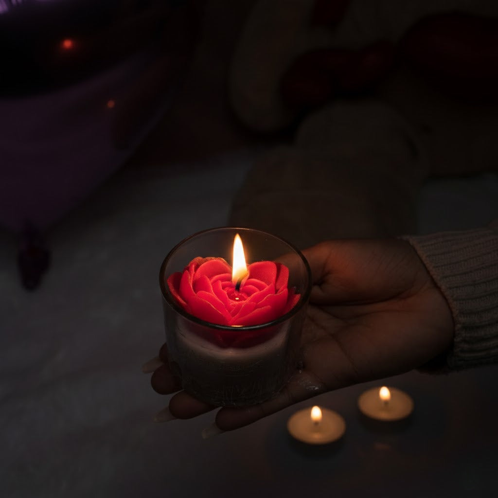 ruby heart candle romantic valentine gift by Ora Home Decor