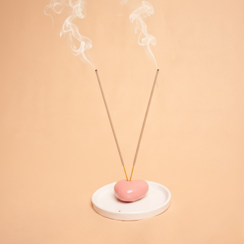 HeartGlow Agarbati Stand | Heart Shaped Ceramic Incense Holder