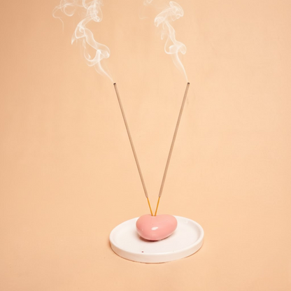 HeartGlow Agarbati Stand | Heart Shaped Ceramic Incense Holder