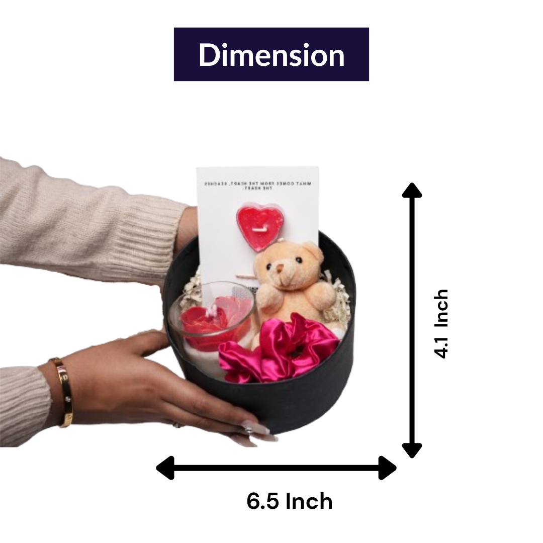 love in a box valentine gift set with heart candle teddy keychain