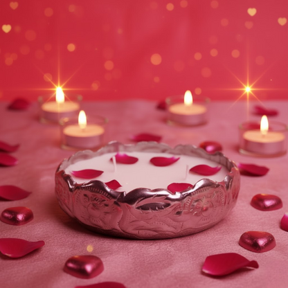 chandi urli silver candle festive home decor by Ora Home Decor
