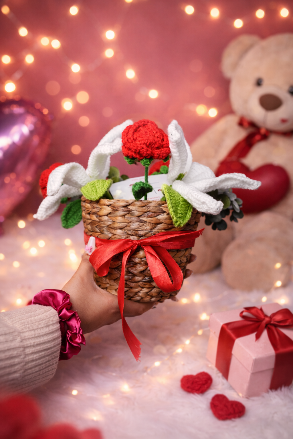 rustic romance bamboo basket handcrafted floral gift by Ora Home Decor