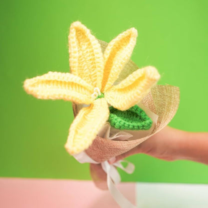handcrafted yellow crochet lily flower decor by Ora Home Decor