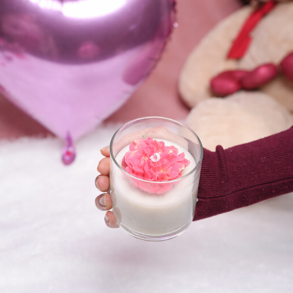 petal glow floral pink candle by Ora Home Decor
