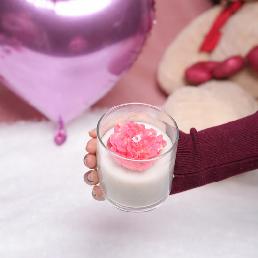 petal glow floral pink candle by Ora Home Decor