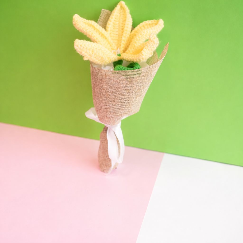 Handcrafted Crochet Lily – Yellow Forever Flower | Ora Home Decor
